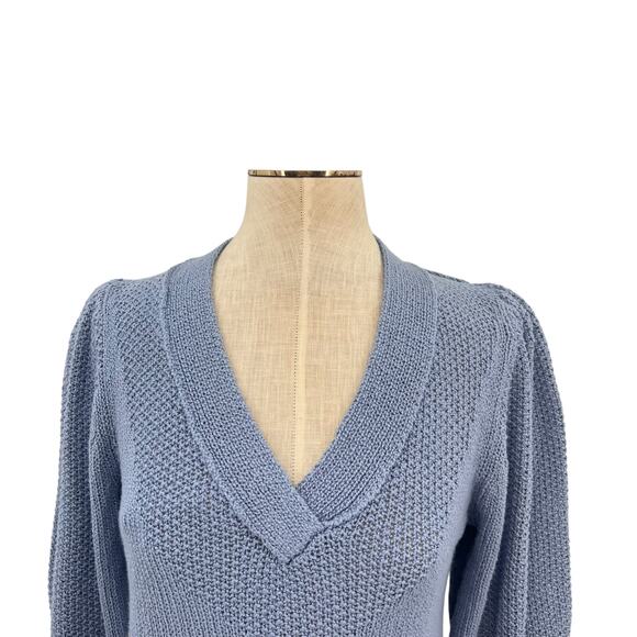 Brochu Walker Saskia Relaxed V-neck Sweater Cotton Wool Blue Size Small - Picture 3 of 11